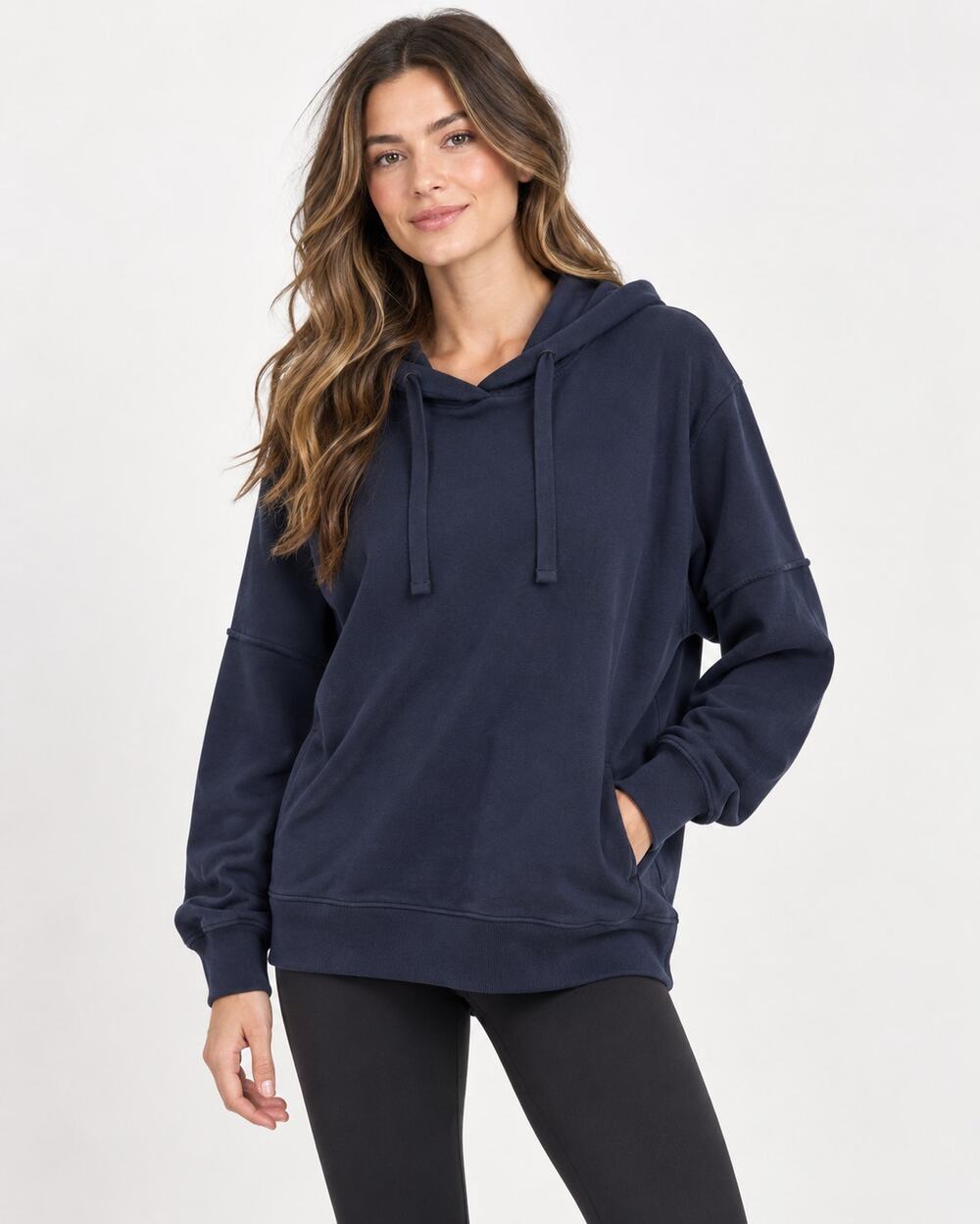 Sweaty Betty Navy Blue Oversized Hoodie Sweatshirt Women’s 8 Exposed Seams